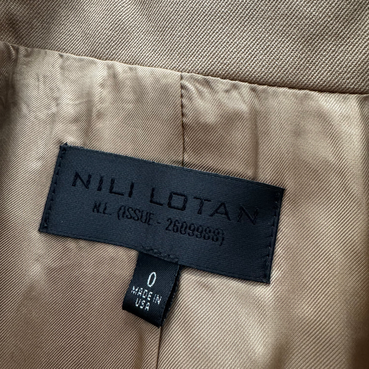 Nili Lotan "Francoise" Blazer in Camel, size 0