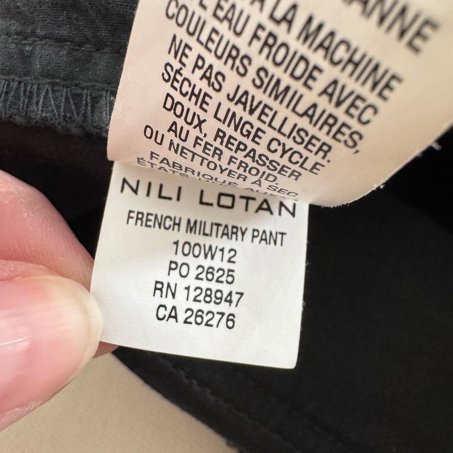 Nili Lotan French Military Pant in Black, size 12