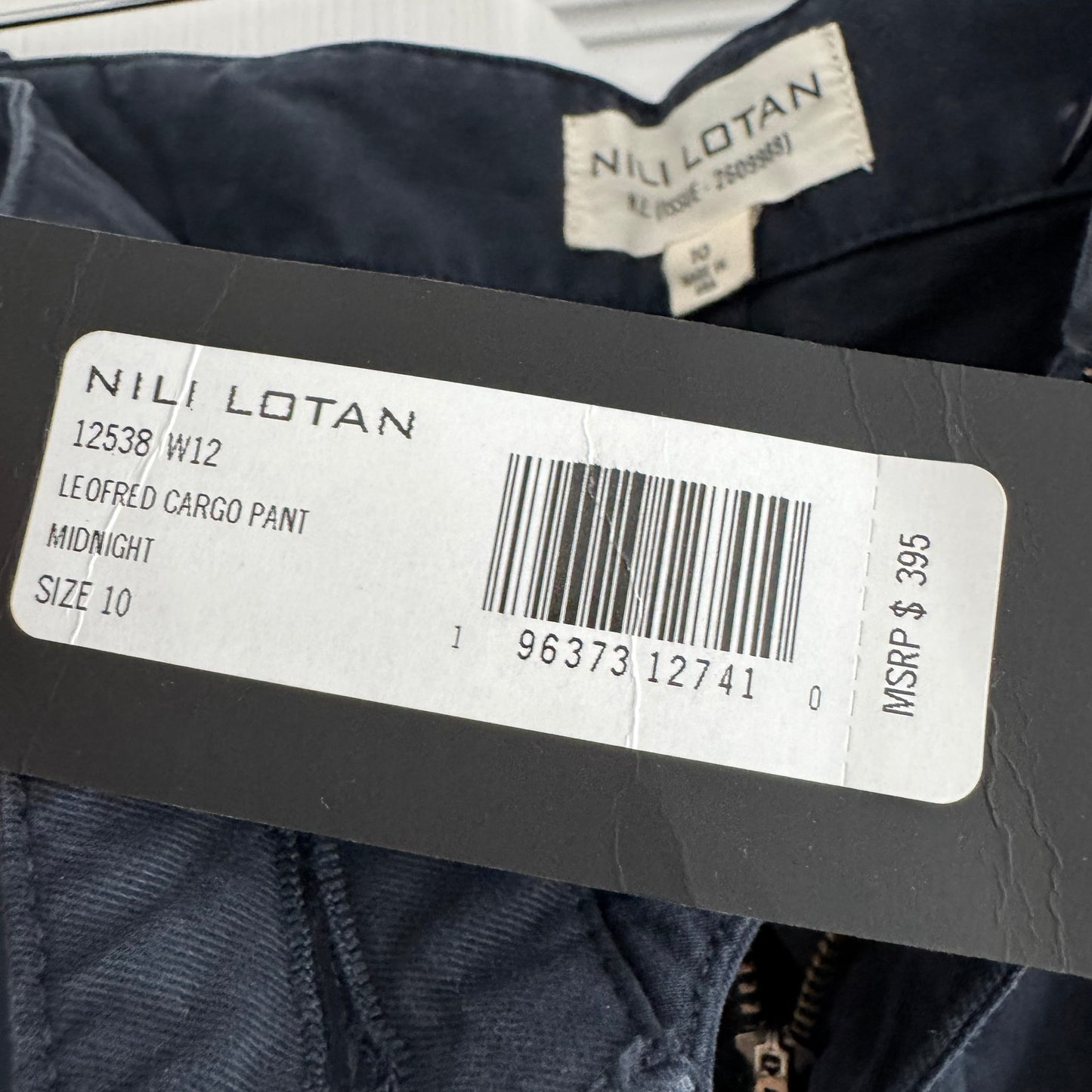 Nili Lotan "Leofred" Cargo Pants in "Midnight", size 10