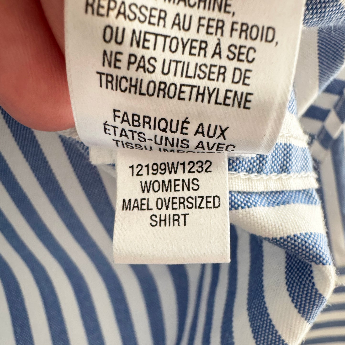 Nili Lotan "Mael" Oversize Shirt in Sky Blue Stripe, size XS