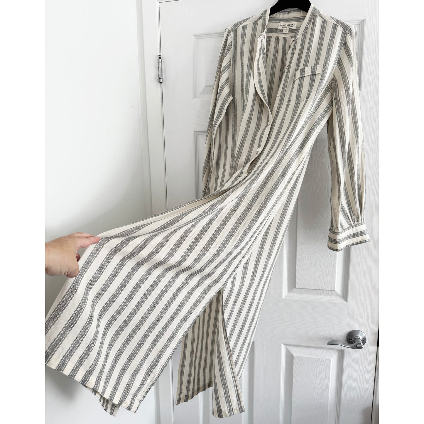 Nili Lotan "Malia" Striped Dress in Natural, size Medium