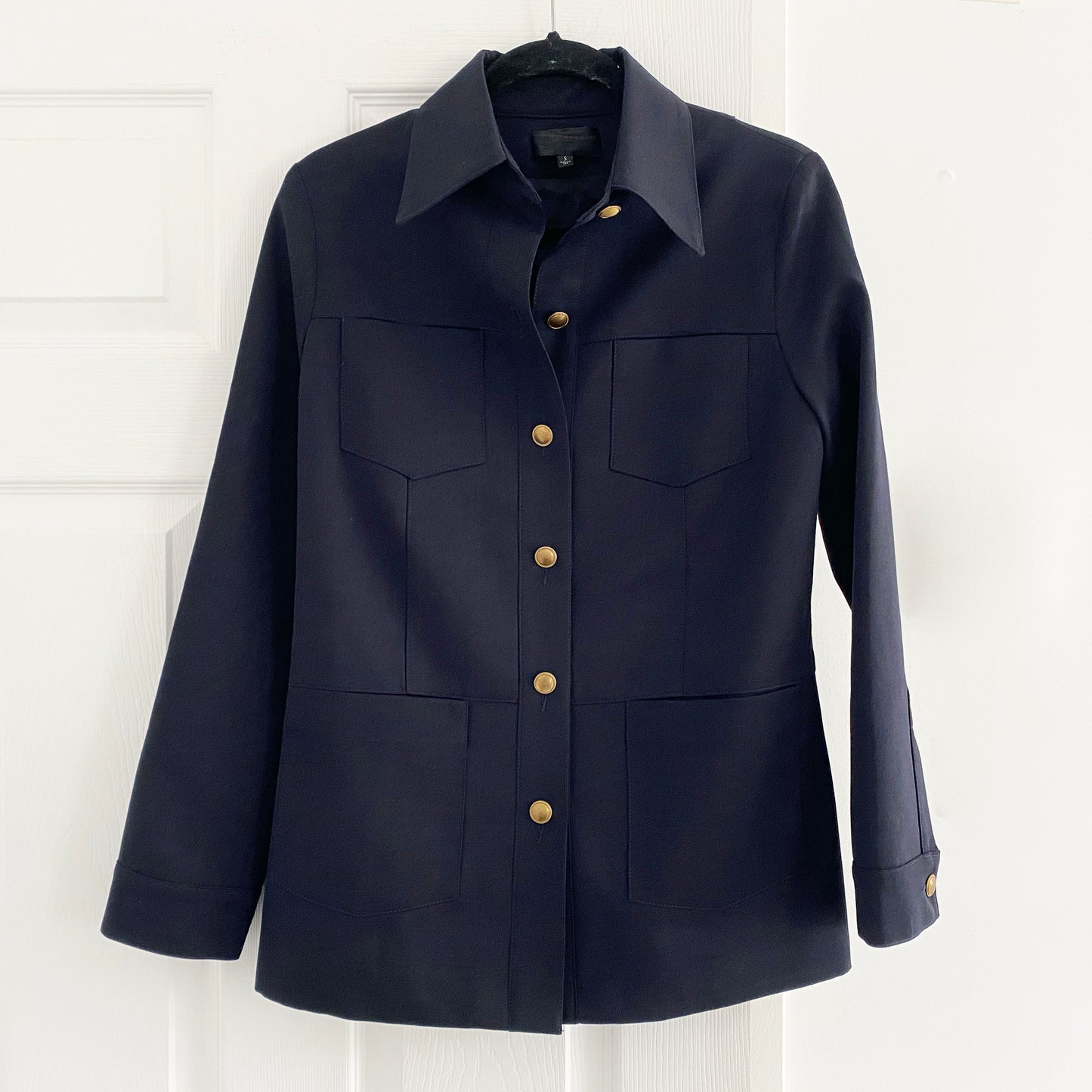 Nili Lotan "Marine" Tailored Wool Shirt/Jacket in Navy, size Small