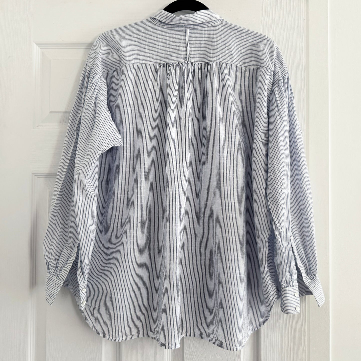 Nili Lotan "Miles" Long Sleeve Striped Shirt in Blue/White, size Small