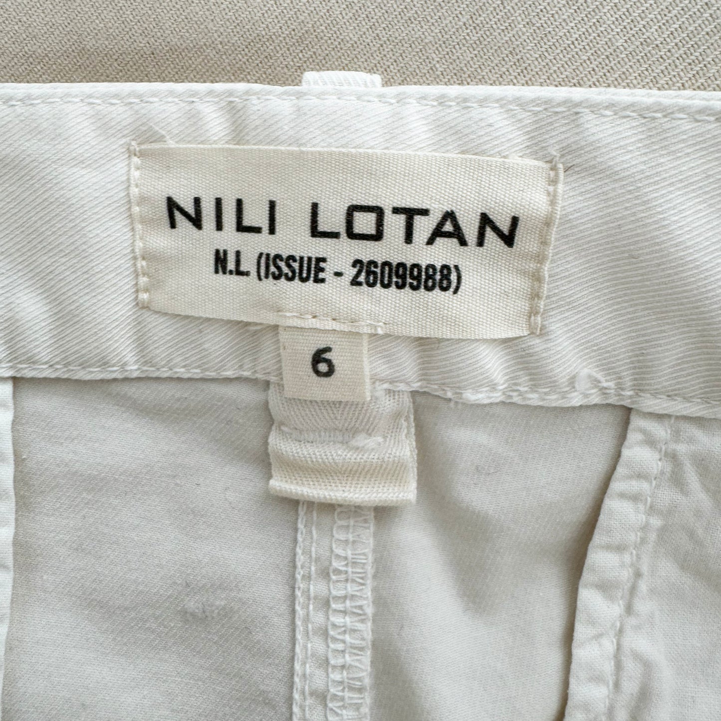 Nili Lotan "Montauk" Pant in Eggshell, size 6