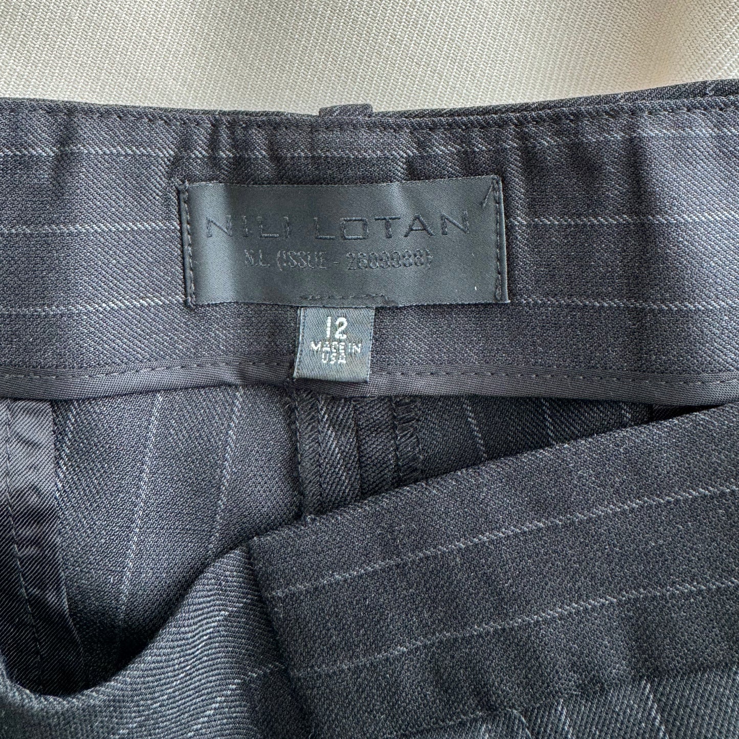 Nili Lotan Pinstripe Wool Paris Pant, size 12
