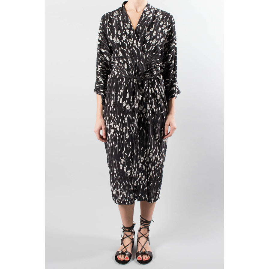 Nili Lotan "Rey" Printed Silk Kimono Dress, size Small