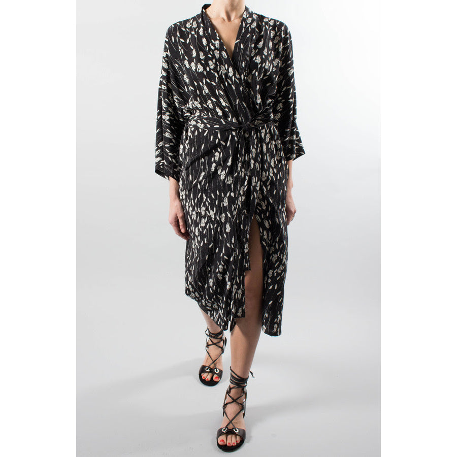 Nili Lotan "Rey" Printed Silk Kimono Dress, size Small