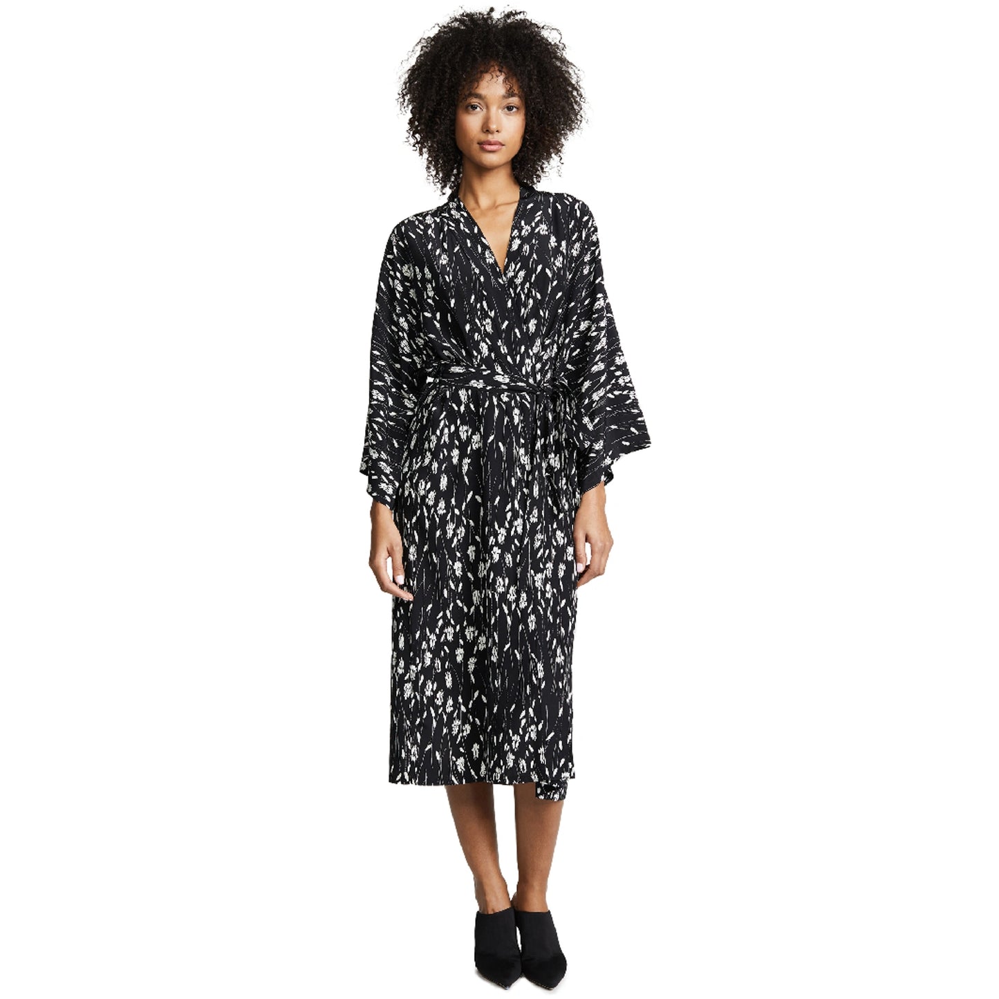 Nili Lotan "Rey" Printed Silk Kimono Dress, size Small