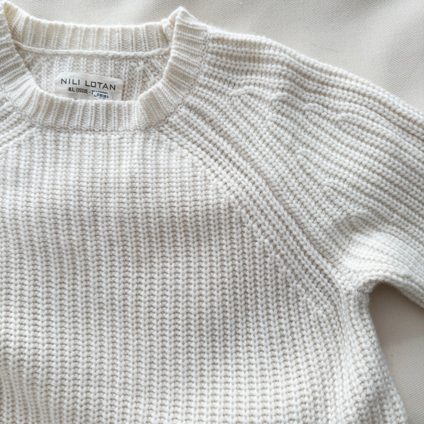 Nili Lotan Ribbed Cashmere Sweater in Ivory, size XS