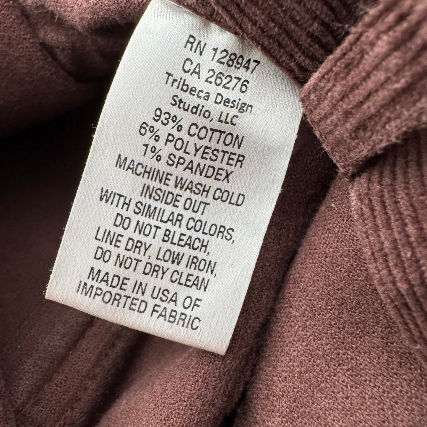 Nili Lotan "Shon" Pants in Brown Corduroy, size 2