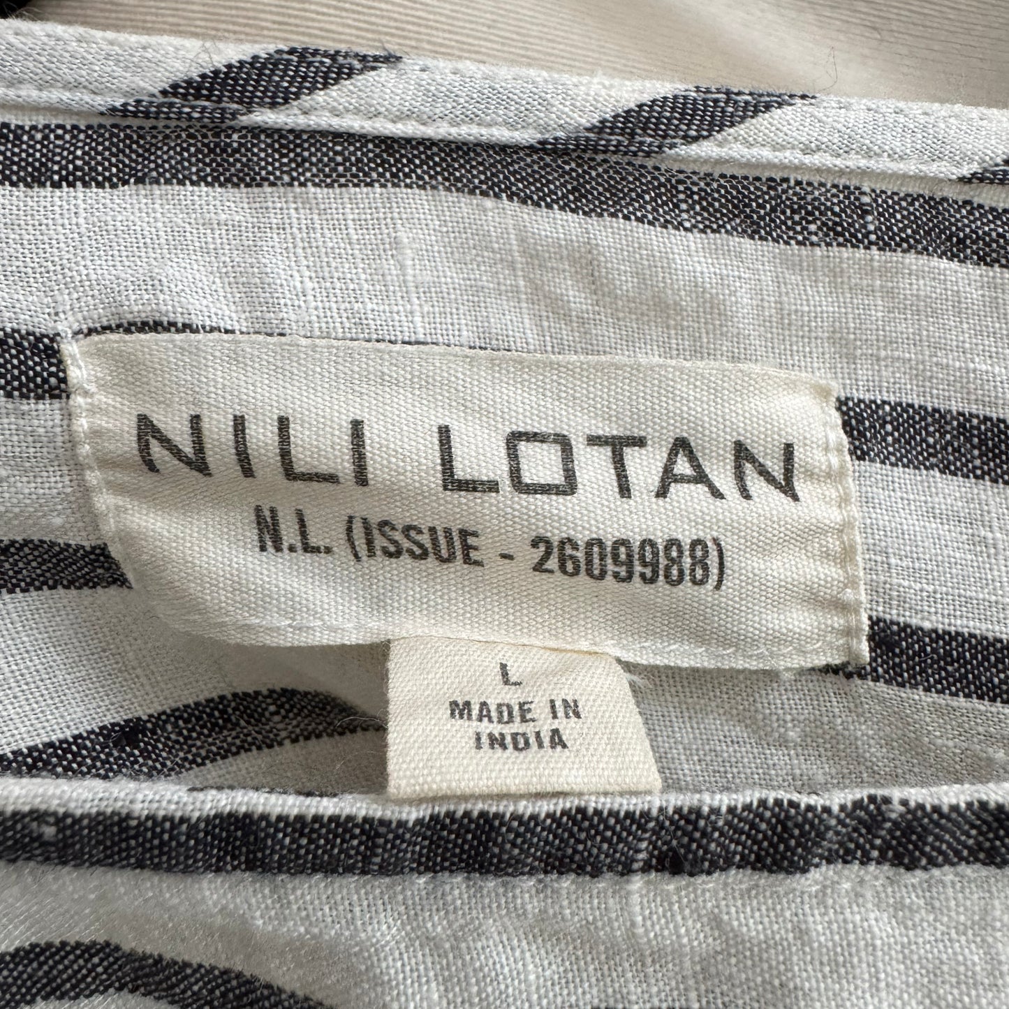 Nili Lotan Striped Linen Top, size Large