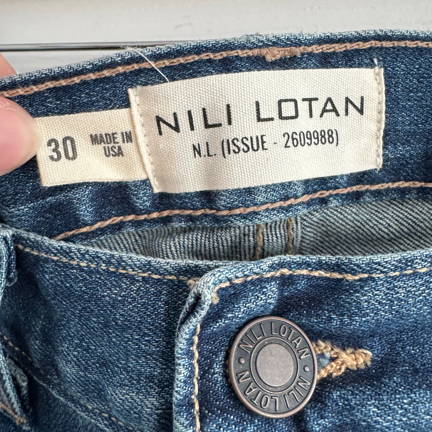 Nili Lotan "Terrell" Jeans in Classic Wash, size 30