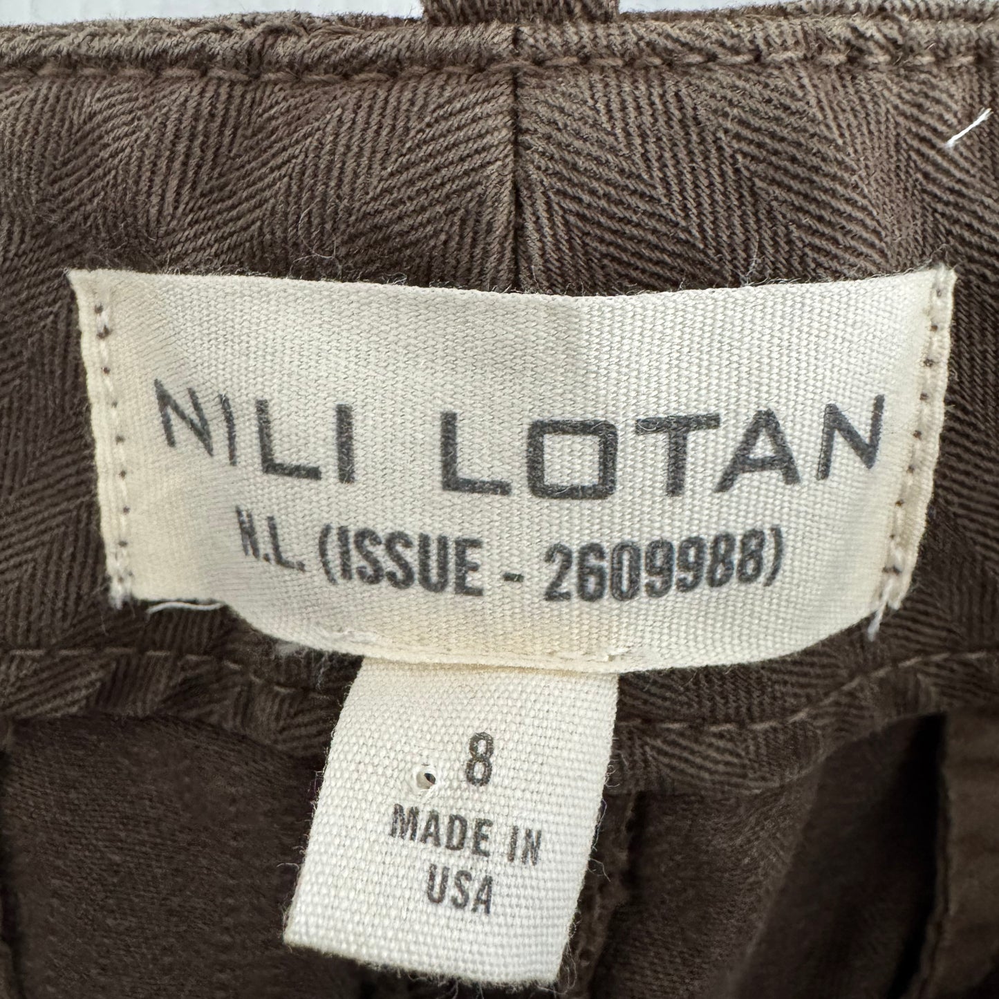 Nili Lotan "Tomboy" Pant in Chocolate Brown, size 8