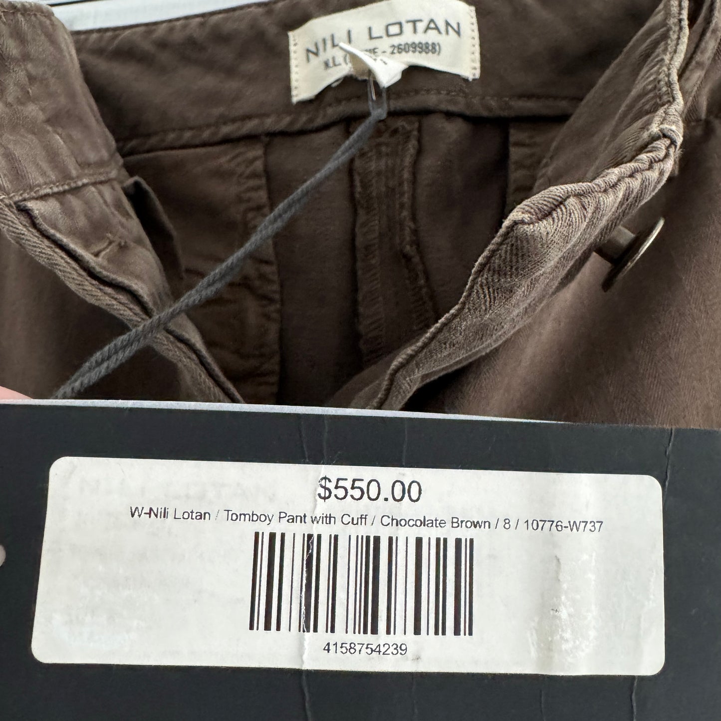 Nili Lotan "Tomboy" Pant in Chocolate Brown, size 8