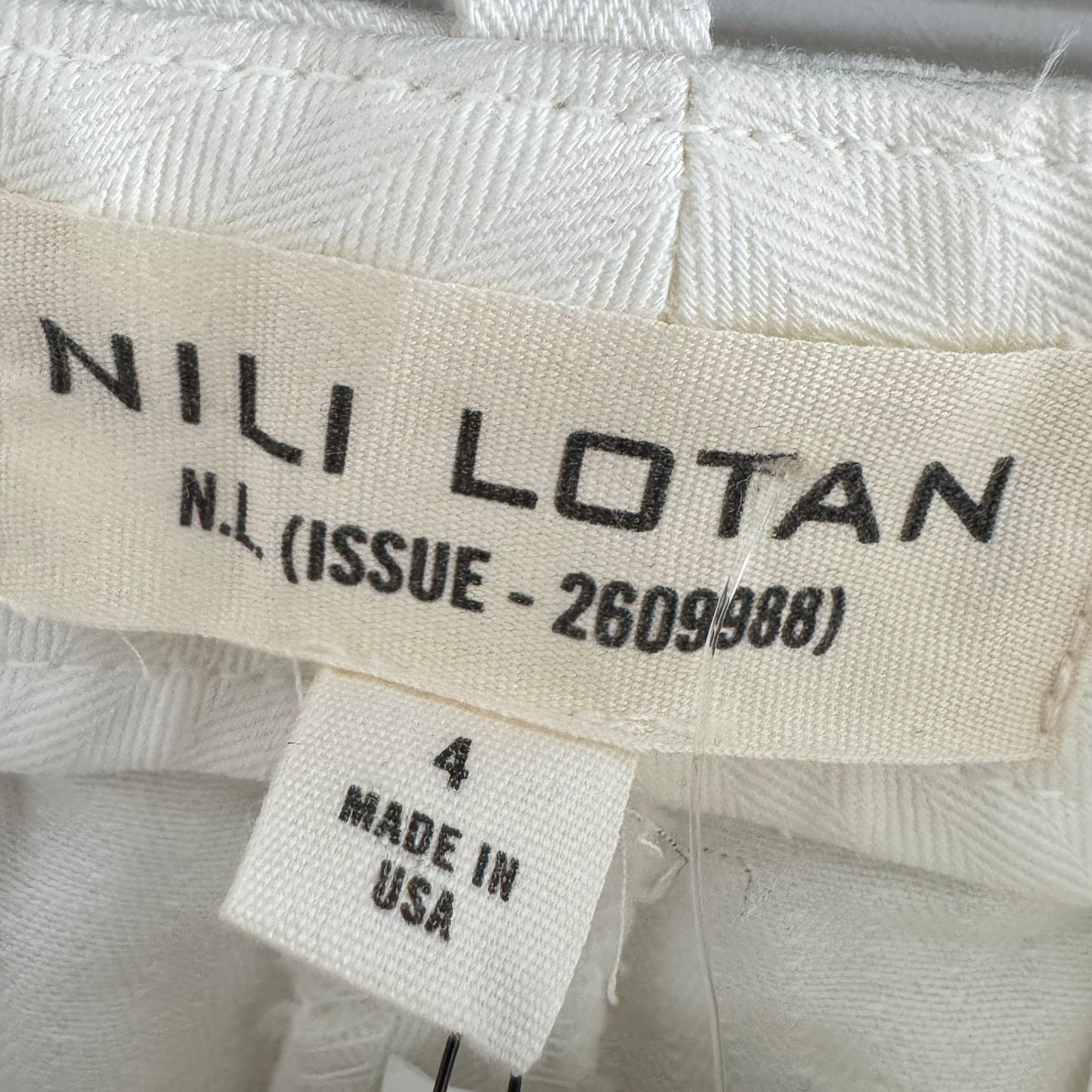 Nili Lotan "Tomboy" Cuffed Pant in White, size 4