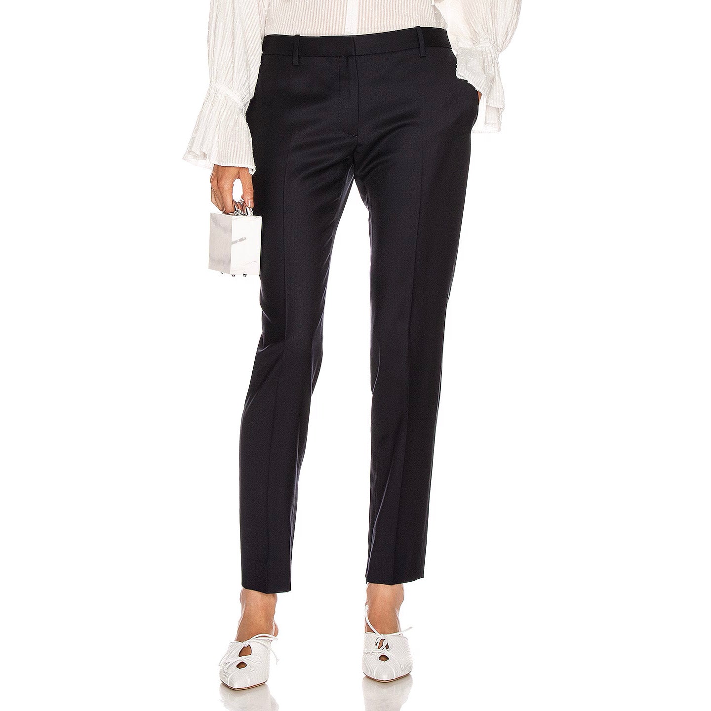 Nili Lotan "Leo" Cigarette Pants in Navy, size 0