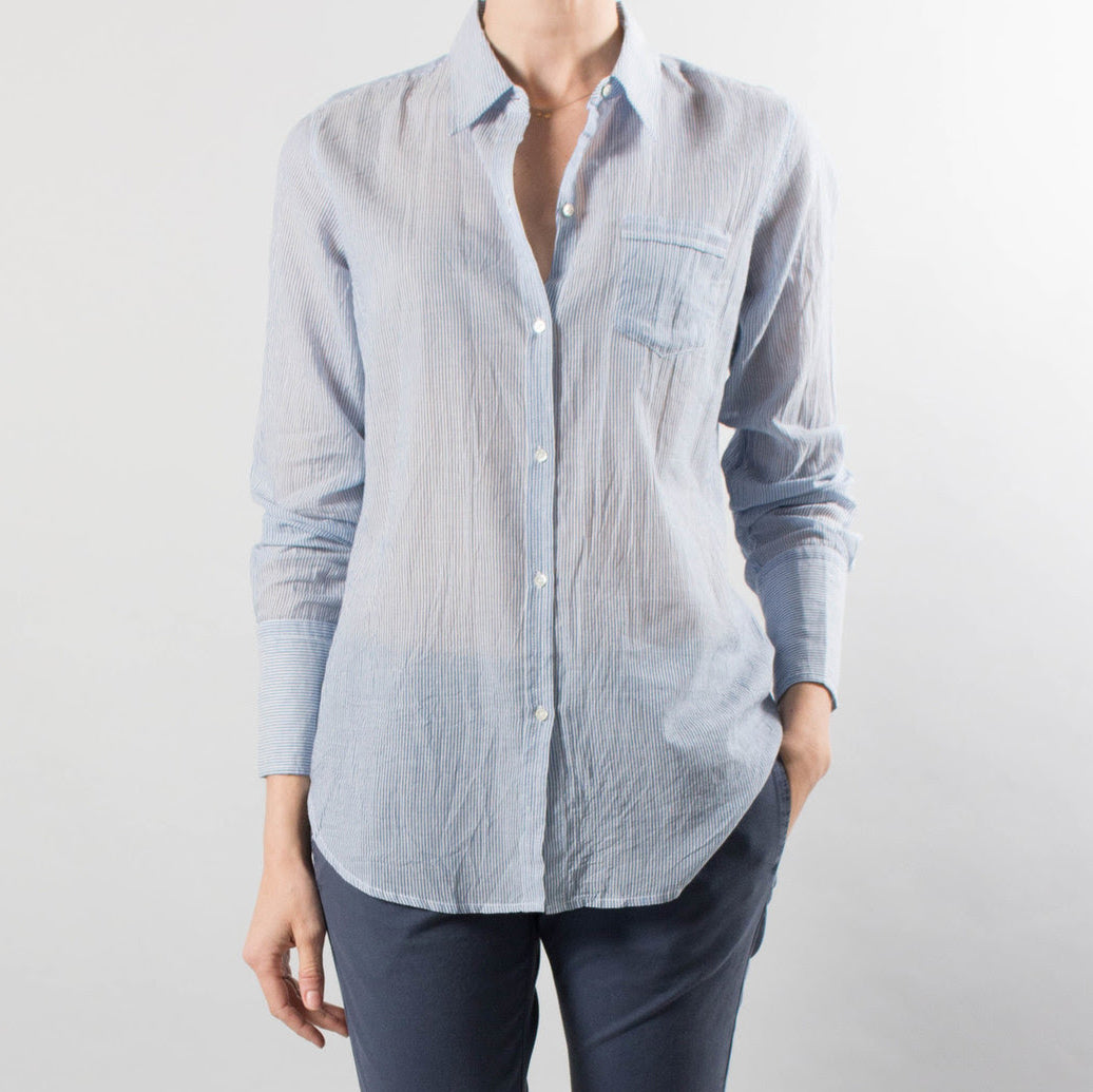 Nili Lotan "NL Shirt" in White/Blue, size XS