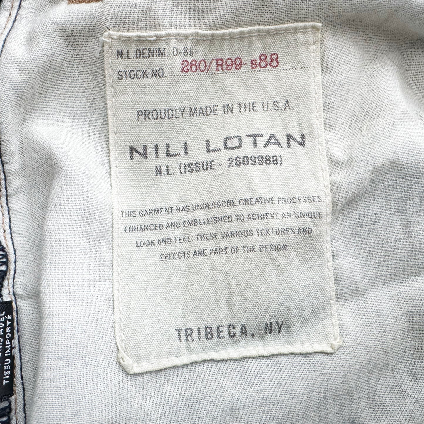 Nili Lotan "Aaron" Jeans in Blue, size 28