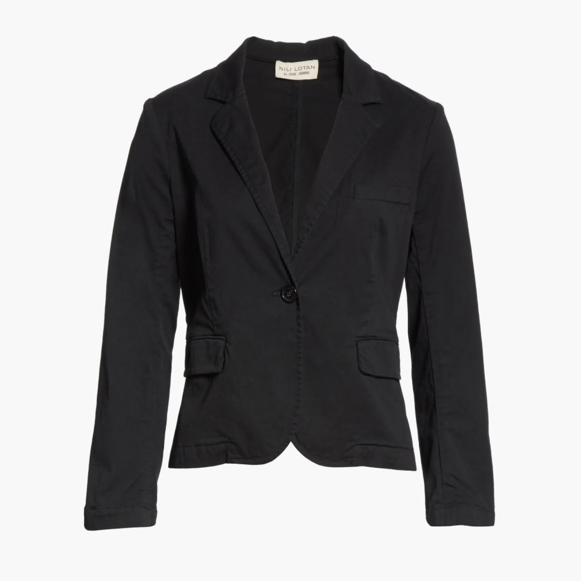 Nili Lotan "Brad" Stretch Cotton Twill Blazer in Black, size 2