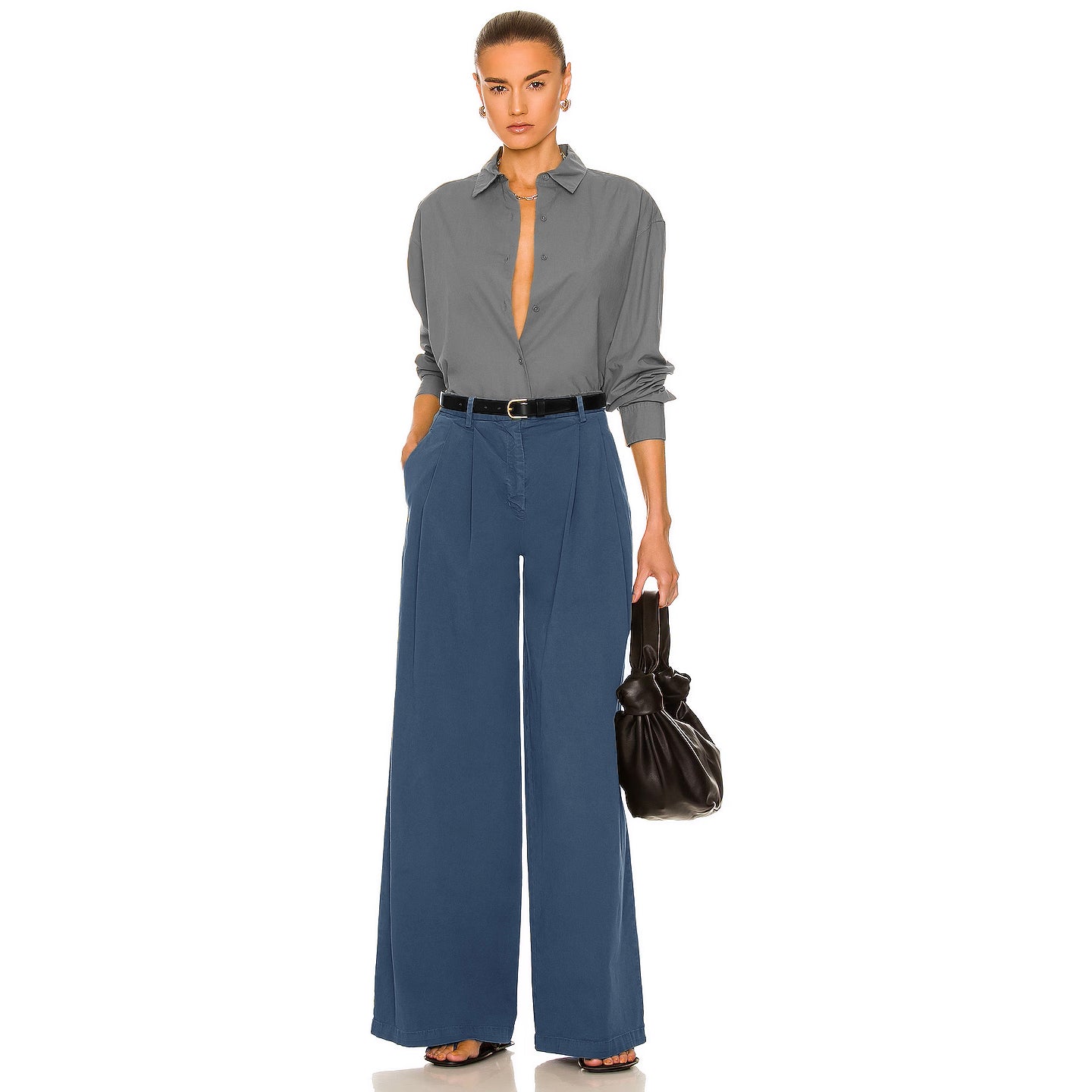 Nili Lotan "Dillon" Wide Leg Pants in Blue, size 8
