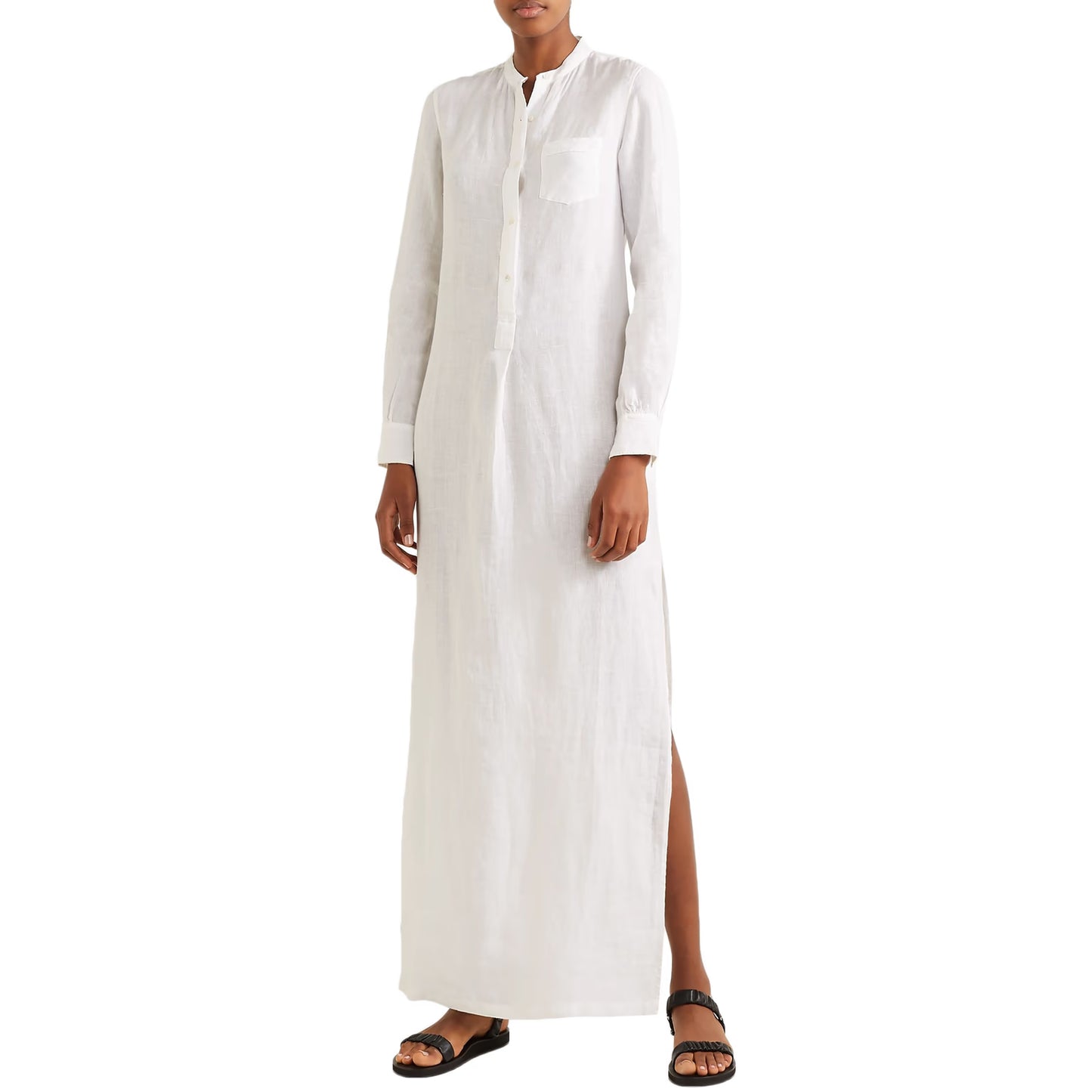 Nili Lotan "Galabeya" Linen Maxi Dress in White, size Small
