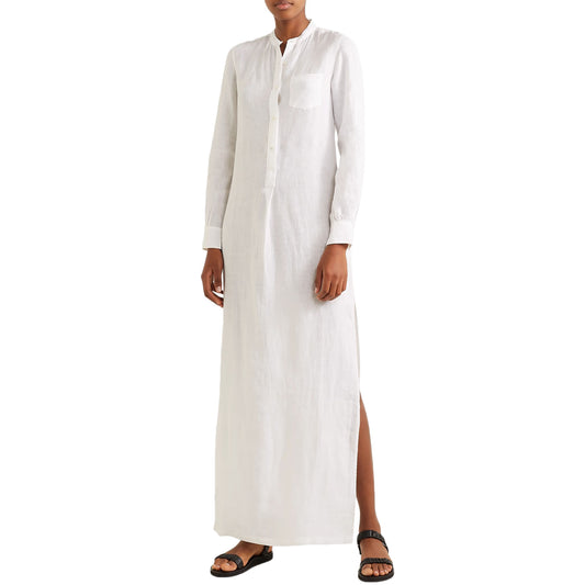 Nili Lotan "Galabeya" Linen Maxi Dress in White, size Small