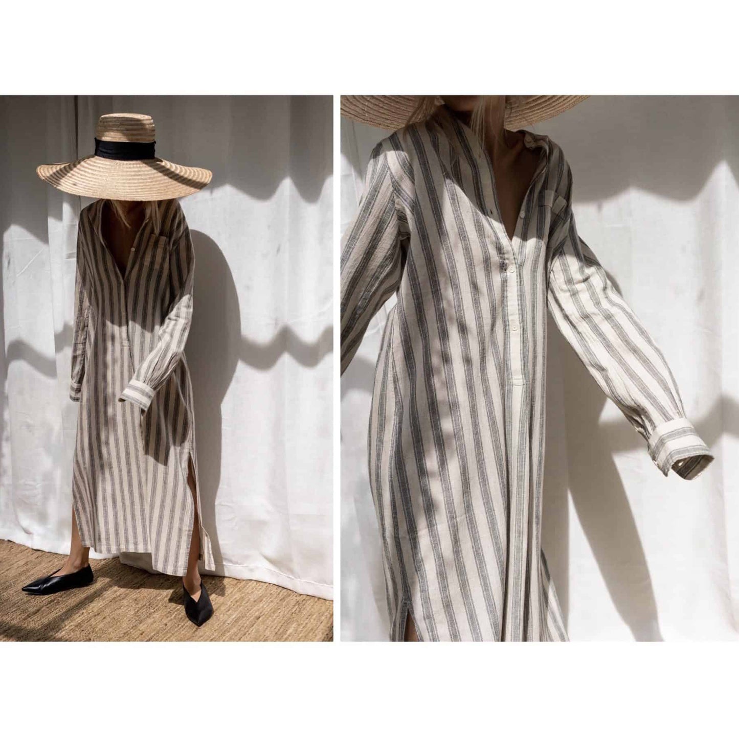 Nili Lotan "Malia" Striped Dress in Natural, size Medium