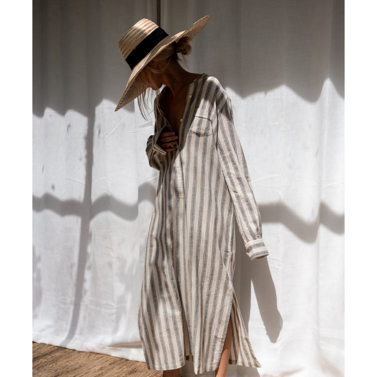 Nili Lotan "Malia" Striped Dress in Natural, size Medium