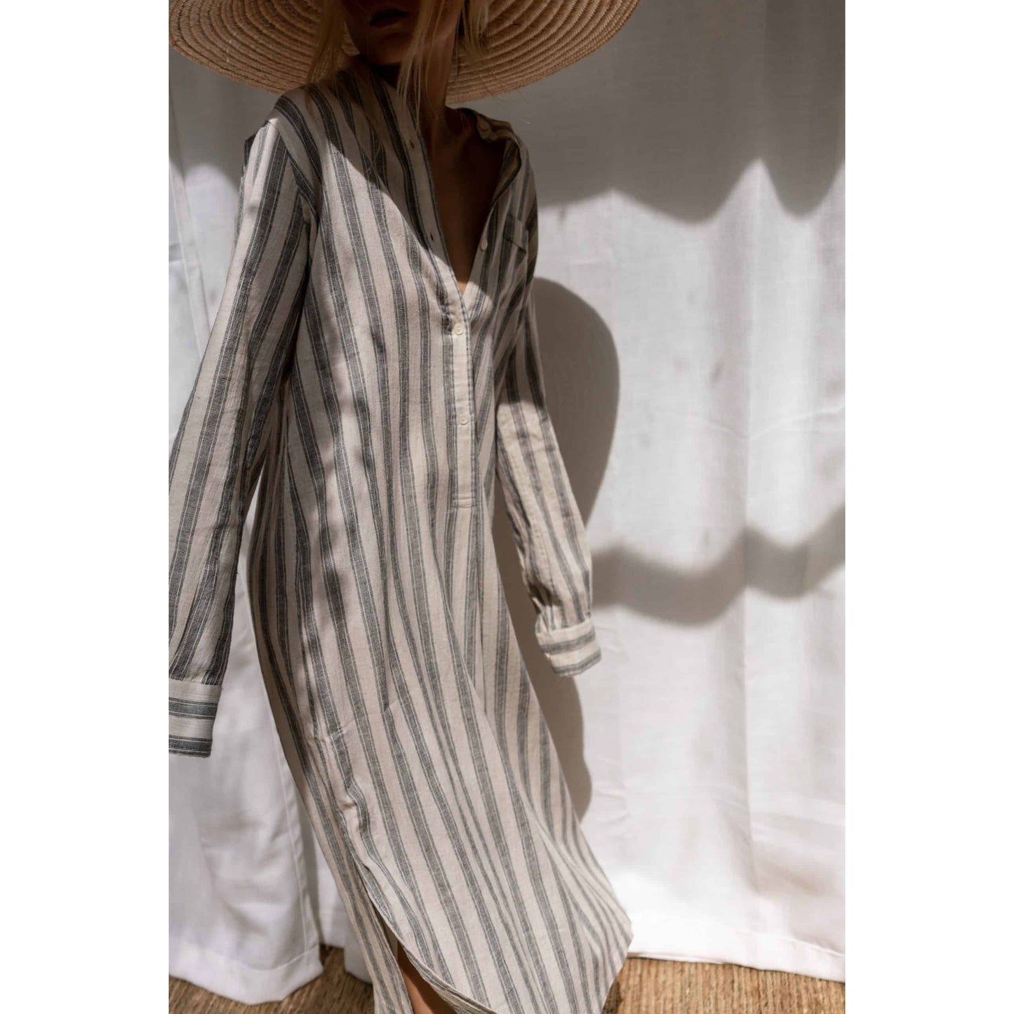 Nili Lotan "Malia" Striped Dress in Natural, size Medium
