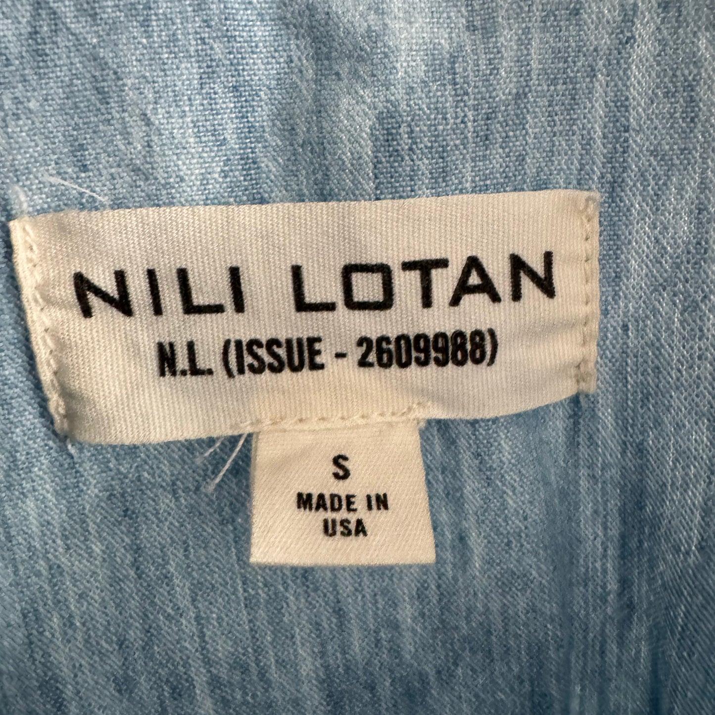 Nili Lotan "Marcela" Chambray Shirt in Light Blue, size Small