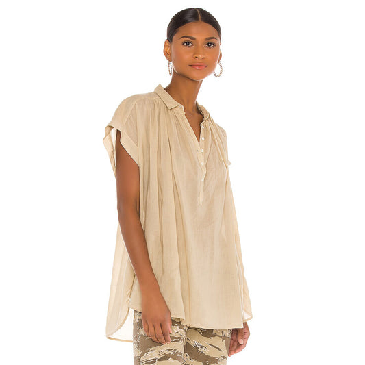 Nili Lotan "Normandy" Blouse in Beige, size Small (fits Medium)