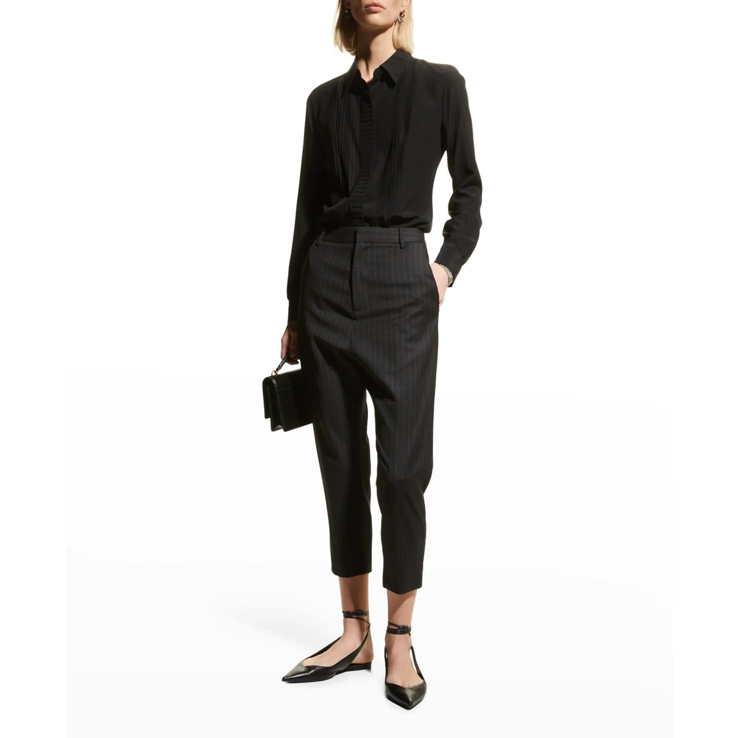 Nili Lotan Pinstripe Wool Paris Pant, size 12