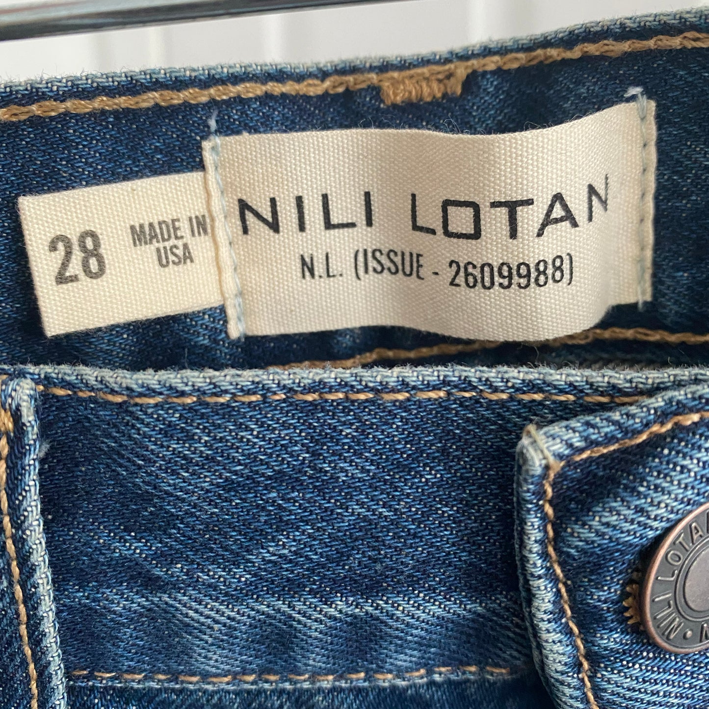 Nili Lotan "Taylor" Jeans in Simon Blue, size 28