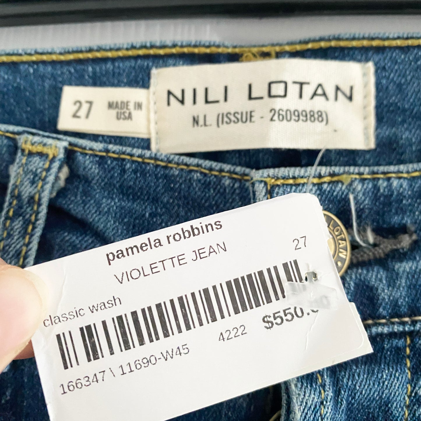 Nili Lotan "Violette" Jeans in Blue, size 27
