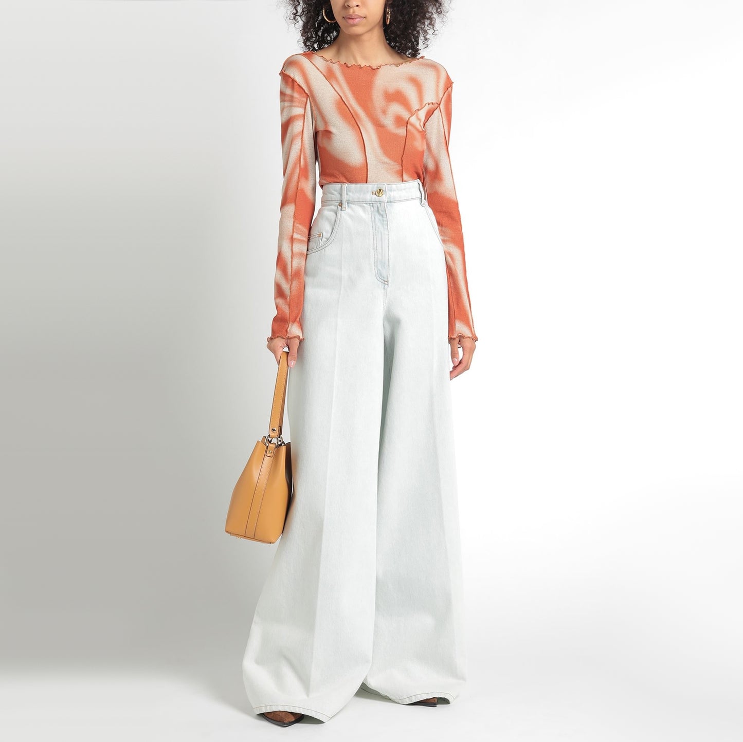 Nina Ricci High Rise Wide Leg Jeans in Light Blue, size 44 (fits like 30 in jeans) *hemmed*