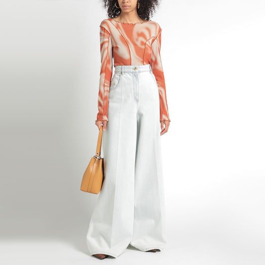 Nina Ricci High Rise Wide Leg Jeans in Light Blue, size 44 (fits like 30 in jeans) *hemmed*