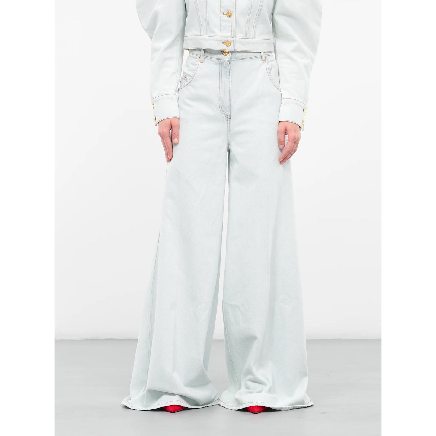 Nina Ricci High Rise Wide Leg Jeans in Light Blue, size 44 (fits like 30 in jeans) *hemmed*