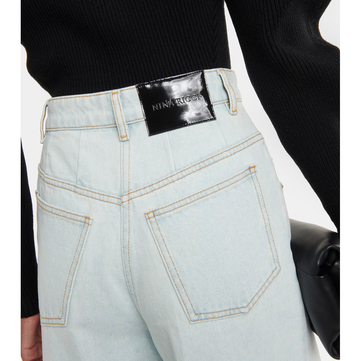 Nina Ricci High Rise Wide Leg Jeans in Light Blue, size 44 (fits like 30 in jeans) *hemmed*