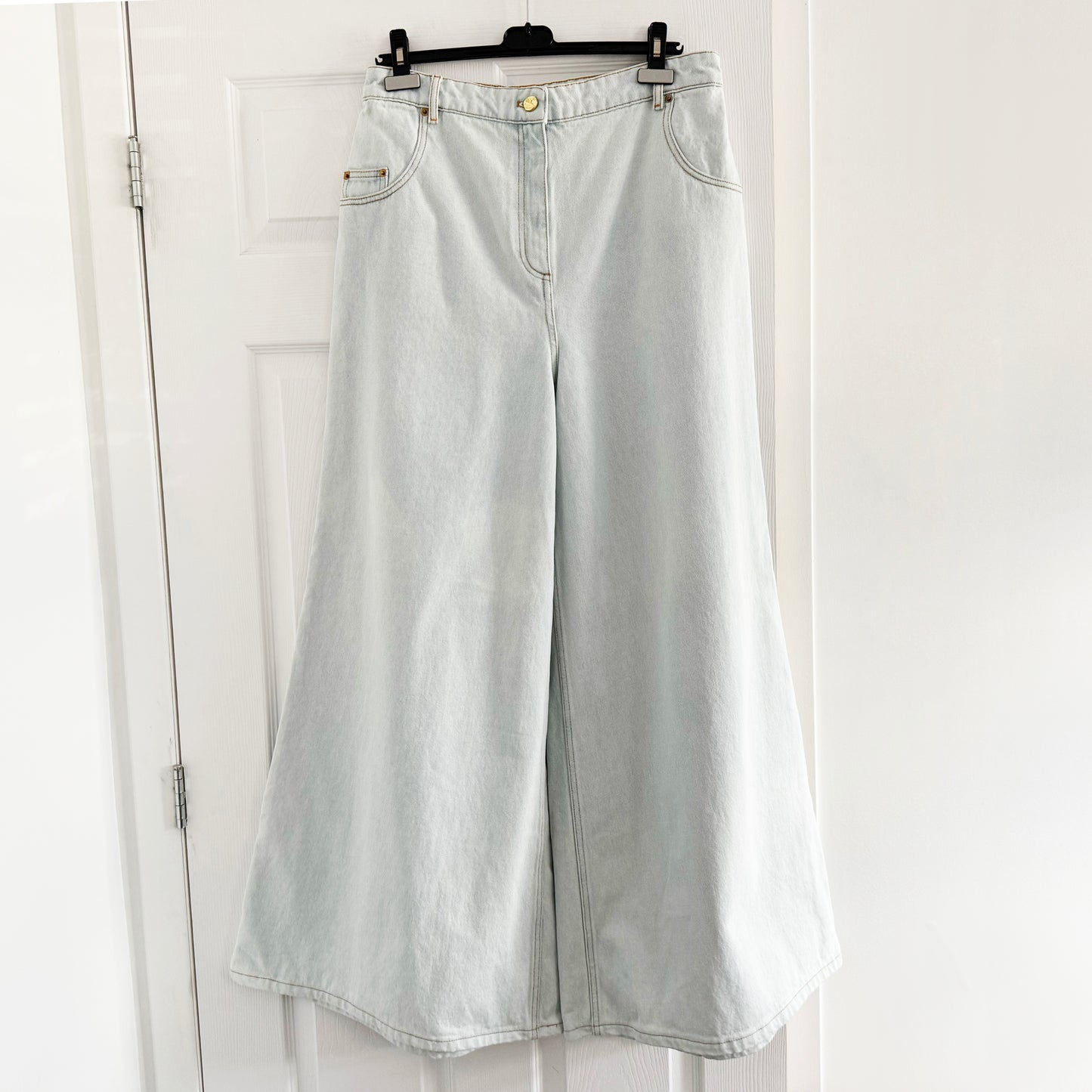 Nina Ricci High Rise Wide Leg Jeans in Light Blue, size 44 (fits like 30 in jeans) *hemmed*