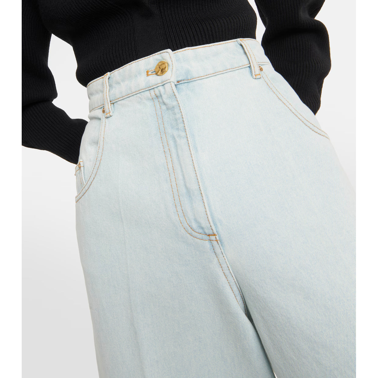 Nina Ricci High Rise Wide Leg Jeans in Light Blue, size 44 (fits like 30 in jeans) *hemmed*