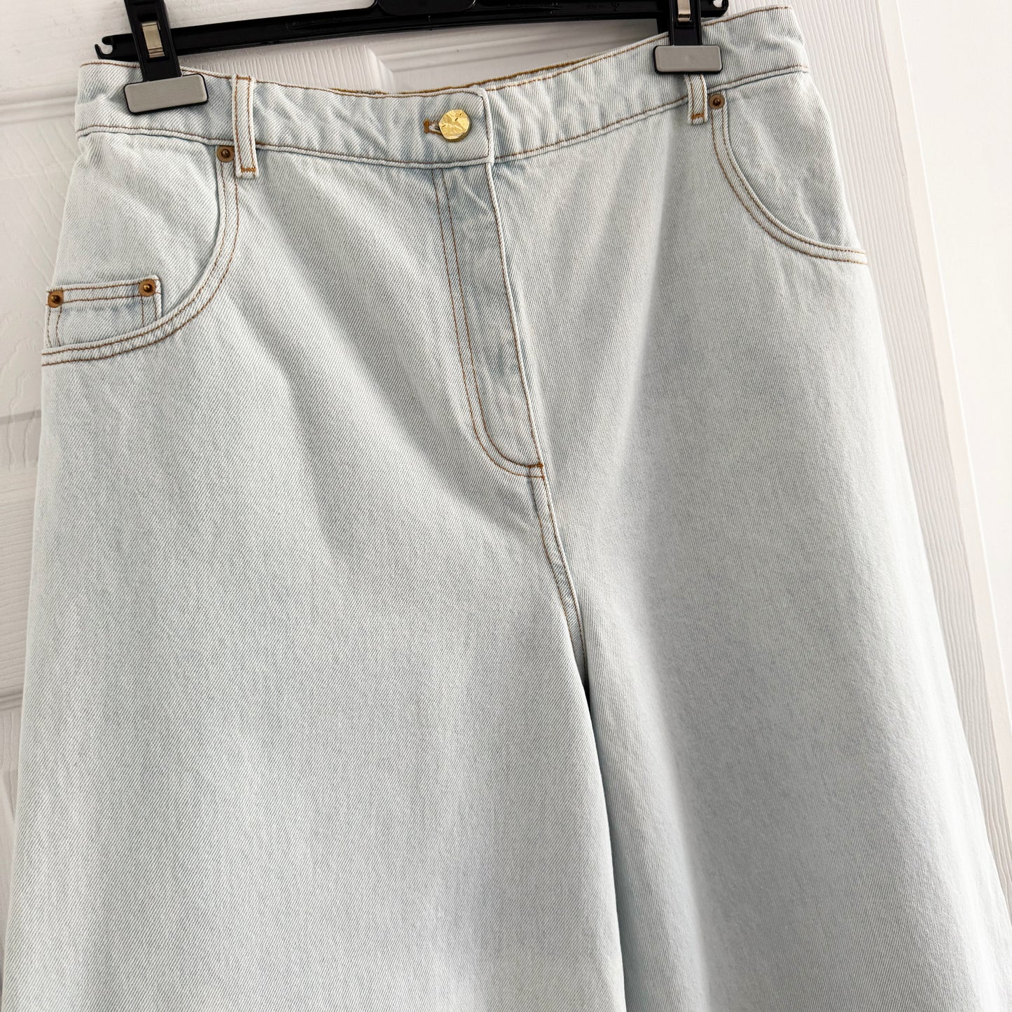 Nina Ricci High Rise Wide Leg Jeans in Light Blue, size 44 (fits like 30 in jeans) *hemmed*