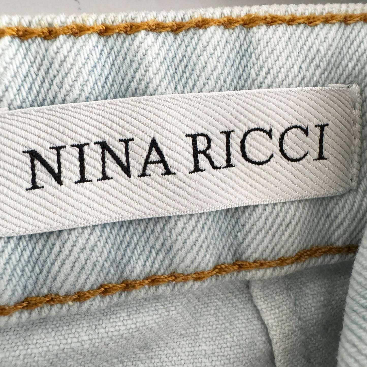 Nina Ricci High Rise Wide Leg Jeans in Light Blue, size 44 (fits like 30 in jeans) *hemmed*