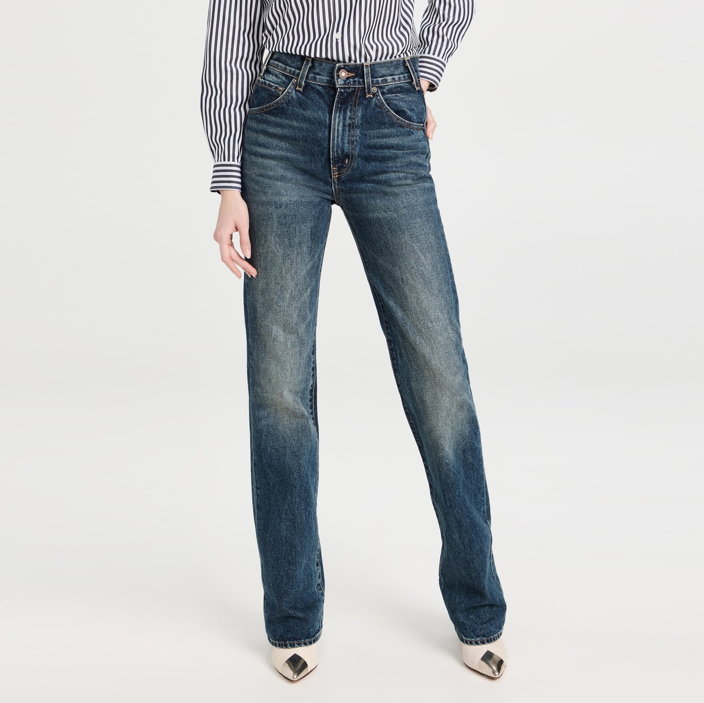 Nili Lotan "Joan" Jeans in "Simon Wash", size 28 (fits 27) **HEMMED**