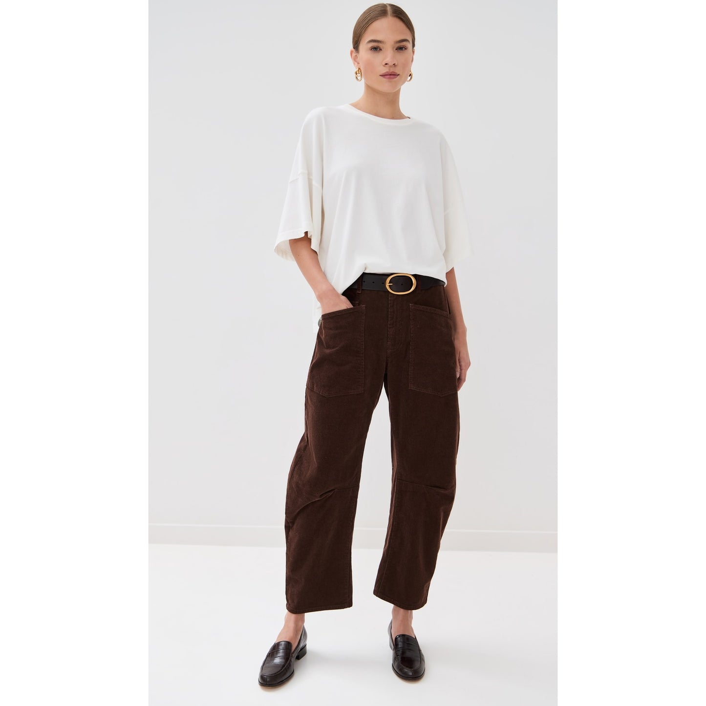 Nili Lotan "Shon" Pants in Brown Corduroy, size 2