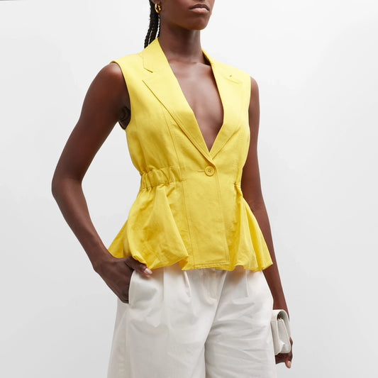 Ulla Johnson "Beatriz" Linen Vest in Yellow, size Small