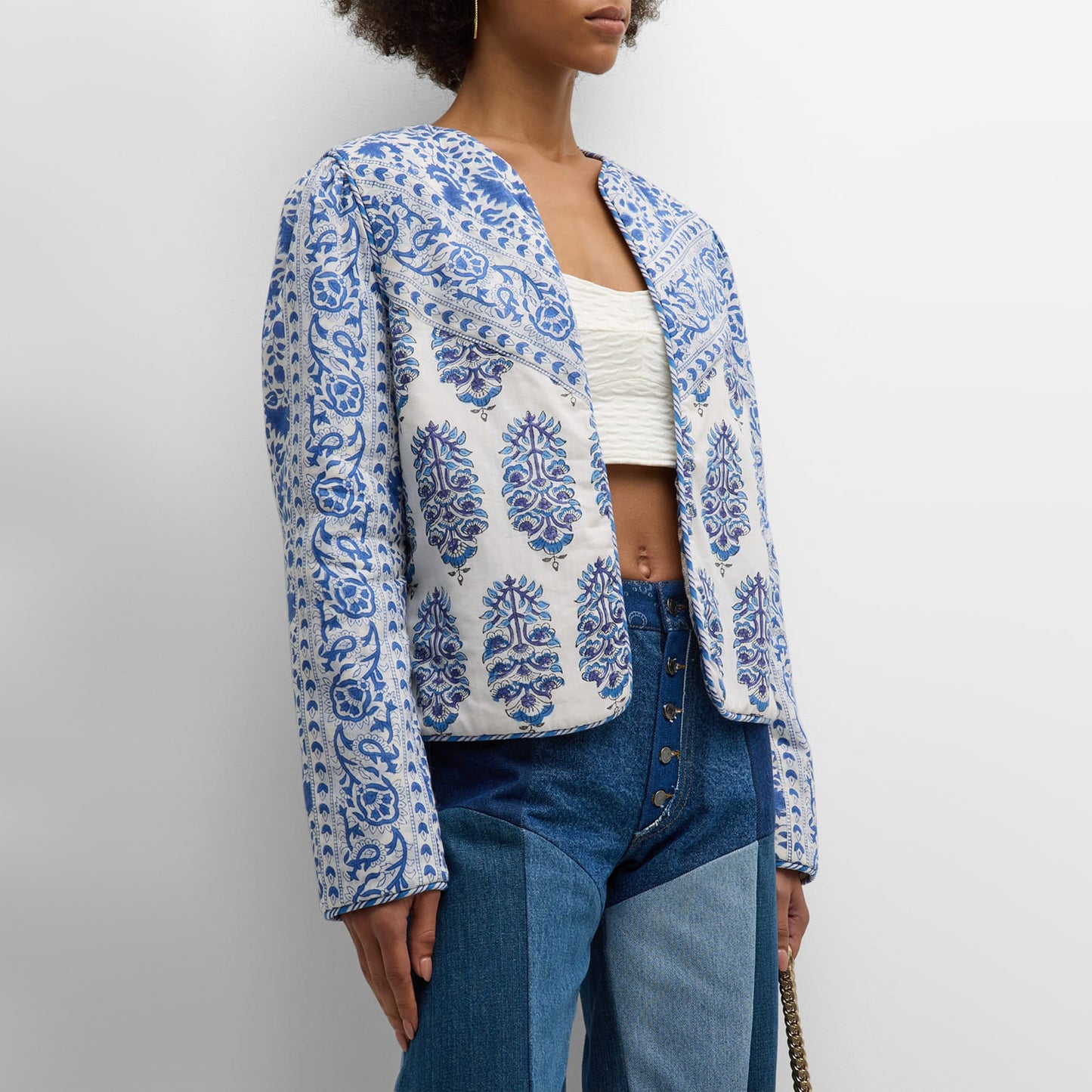 Alix of Bohemia "Hudson" Printed Jacket in Blue, size Medium