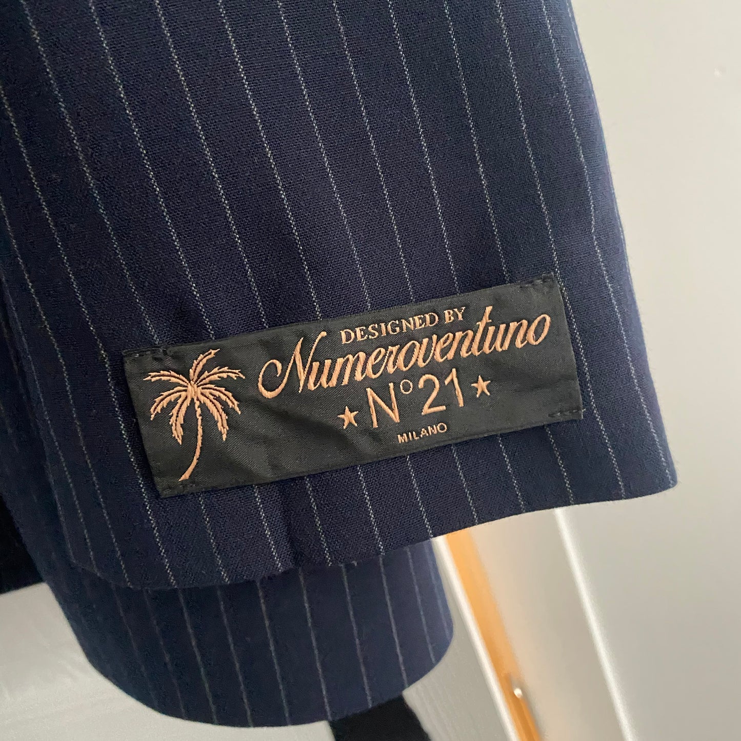 NumeroVentiuno Oversize Pinstripe Blazer in Navy, size 46IT (fits like size 12)