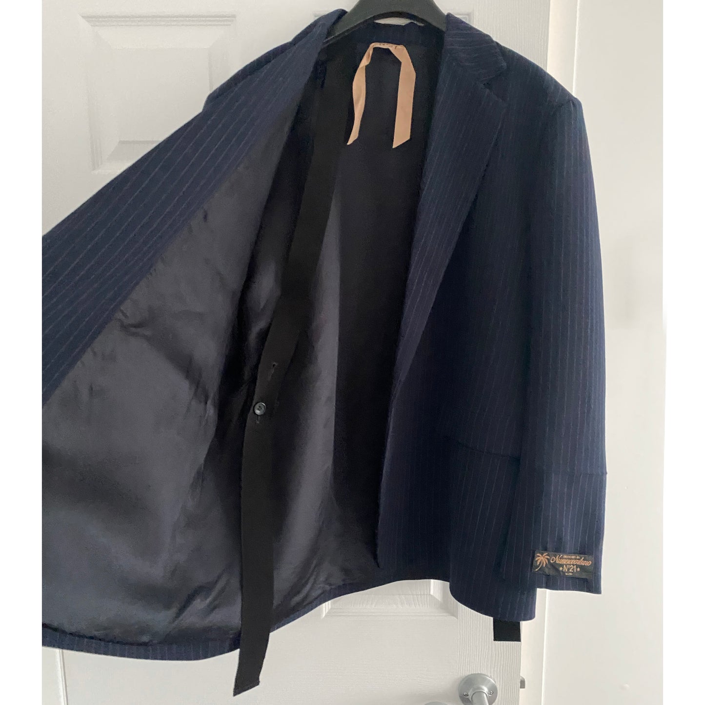 NumeroVentiuno Oversize Pinstripe Blazer in Navy, size 46IT (fits like size 12)