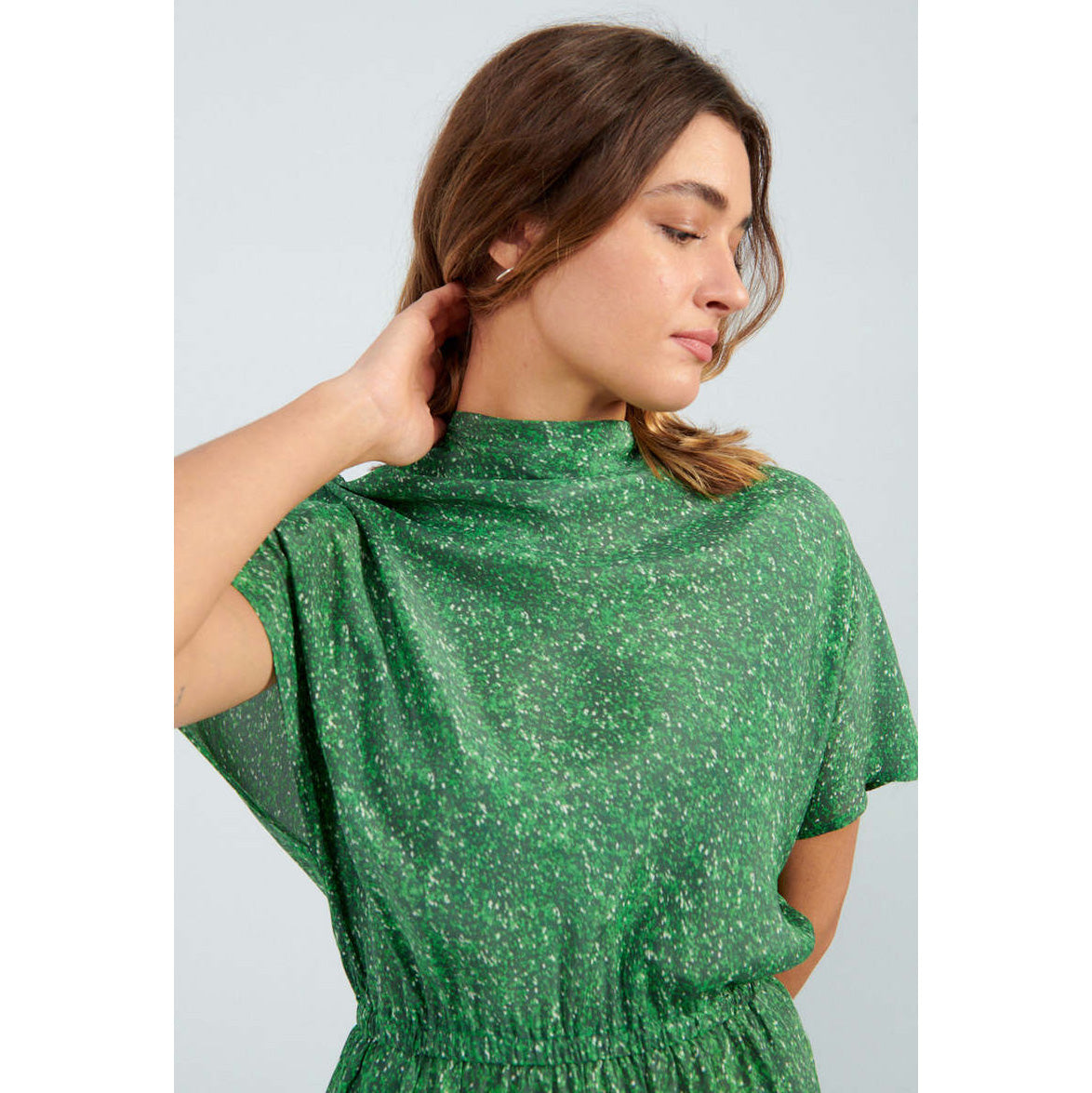 No. 6 Store "Willa" Printed Silk Dress in Green, size Large