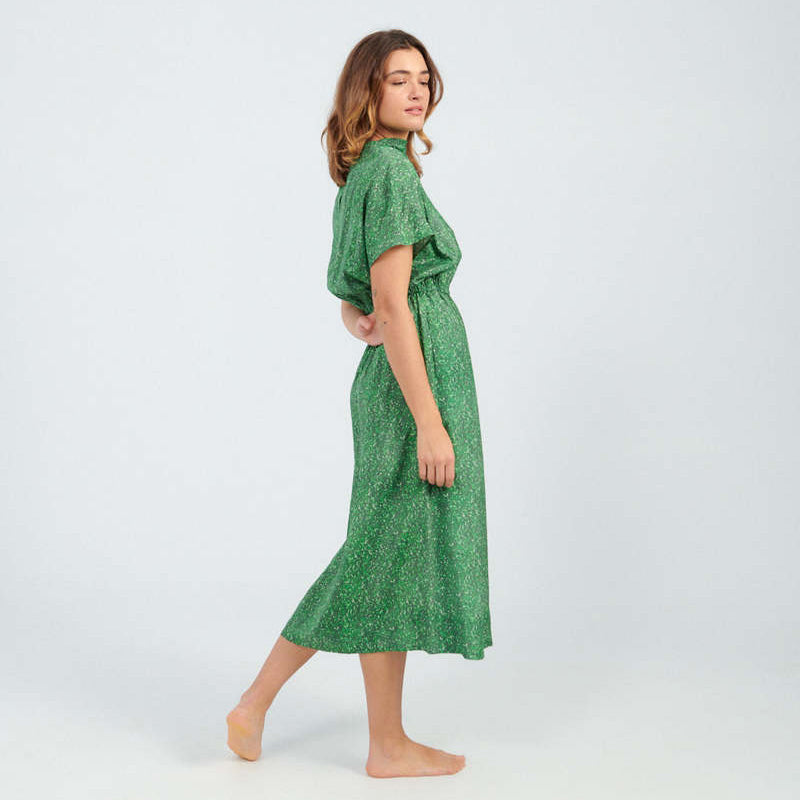 No. 6 Store "Willa" Printed Silk Dress in Green, size Large